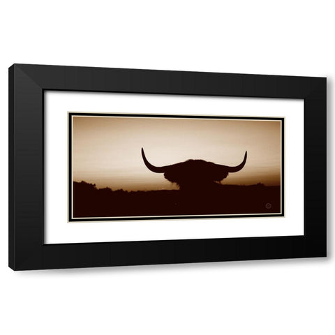 Bull Set Sepia Crop Black Modern Wood Framed Art Print with Double Matting by Larson, Nathan