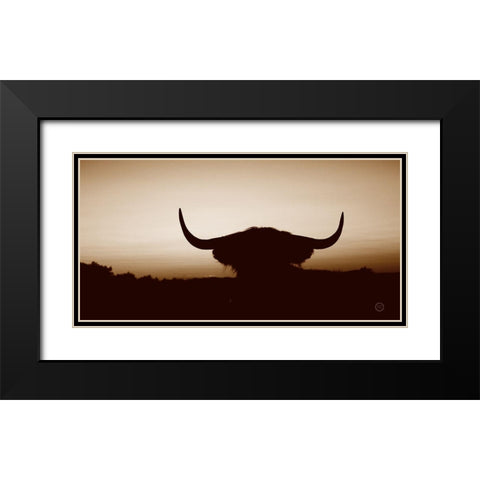 Bull Set Sepia Crop Black Modern Wood Framed Art Print with Double Matting by Larson, Nathan