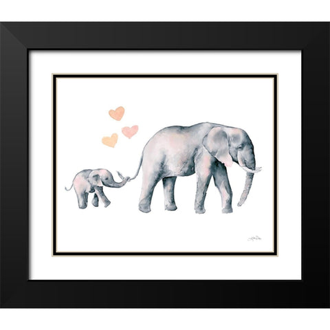 Elephant Love Black Modern Wood Framed Art Print with Double Matting by Pete, Katrina