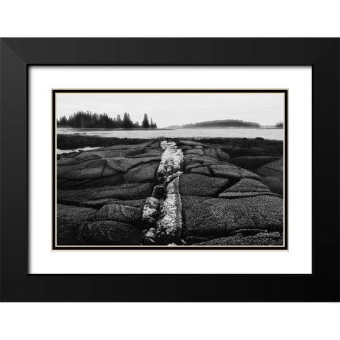 Stony Shore Black Modern Wood Framed Art Print with Double Matting by Aledanda