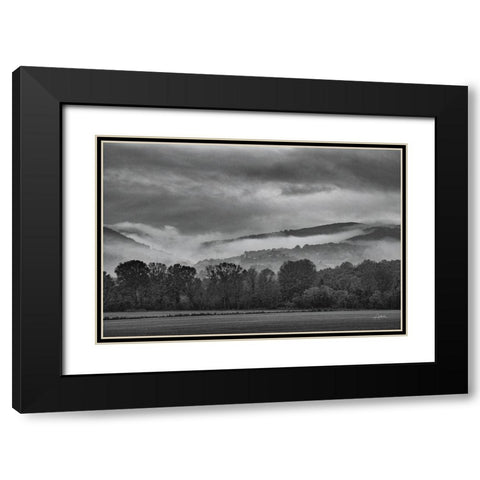 Village in the Fog Black Modern Wood Framed Art Print with Double Matting by Aledanda