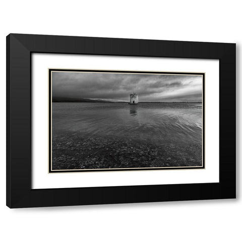 Windmill Island Black Modern Wood Framed Art Print with Double Matting by Aledanda