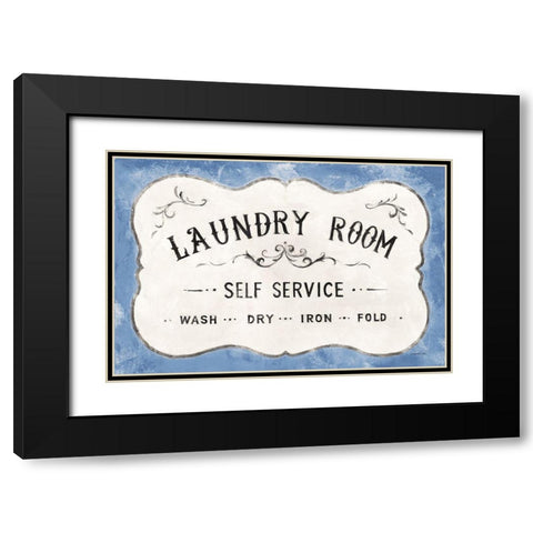 Laundry Day VII Bright Blue Black Modern Wood Framed Art Print with Double Matting by Nai, Danhui