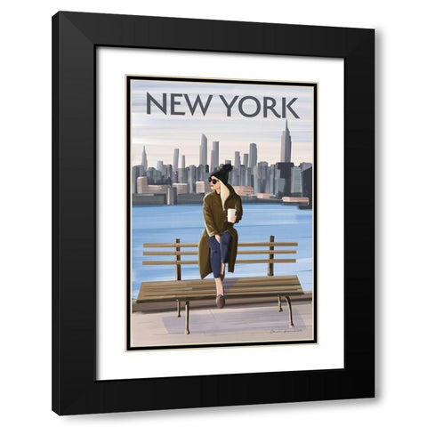 Girl in New York II Black Modern Wood Framed Art Print with Double Matting by Escalante, Omar