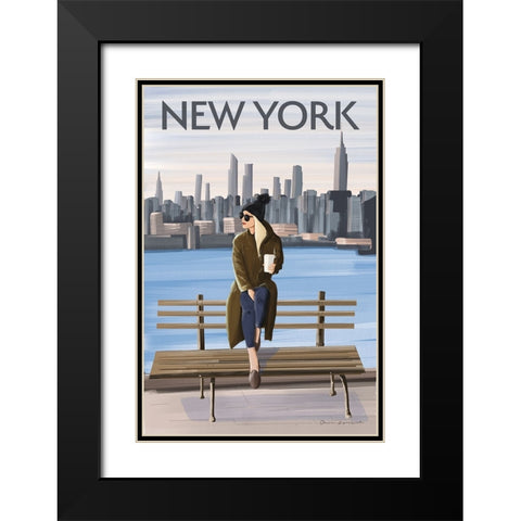 Girl in New York II Black Modern Wood Framed Art Print with Double Matting by Escalante, Omar