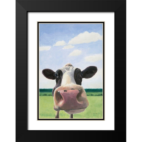 Funny Cow Black Modern Wood Framed Art Print with Double Matting by Wiens, James