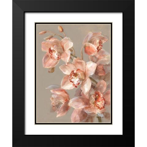 Delicate Orchid II Black Modern Wood Framed Art Print with Double Matting by Nai, Danhui