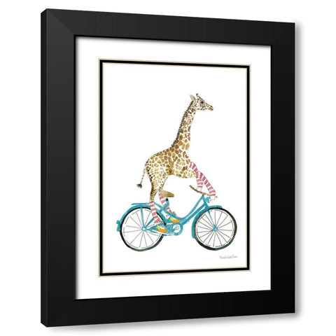 Giraffe Joy Ride I No Balloons Black Modern Wood Framed Art Print with Double Matting by Charro, Mercedes Lopez