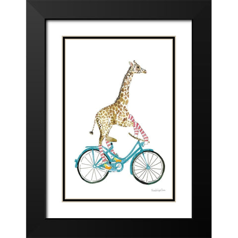 Giraffe Joy Ride I No Balloons Black Modern Wood Framed Art Print with Double Matting by Charro, Mercedes Lopez