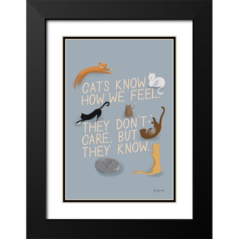 Ode to Cats Dark Black Modern Wood Framed Art Print with Double Matting by Thorns, Becky