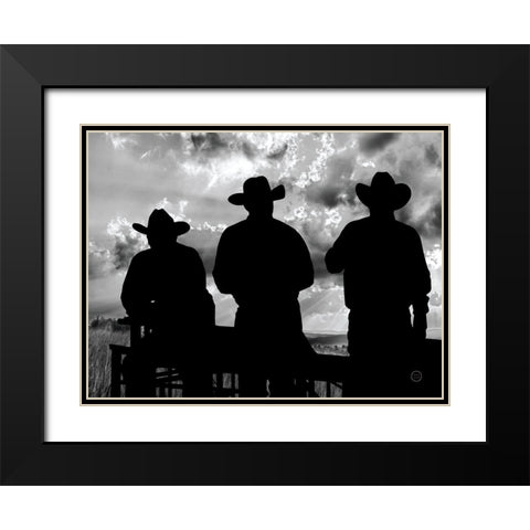 Three Cowboys Black Modern Wood Framed Art Print with Double Matting by Larson, Nathan