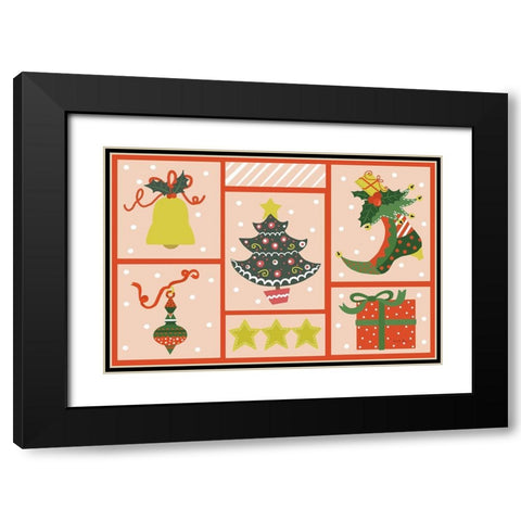The Night Before Christmas I Bright Black Modern Wood Framed Art Print with Double Matting by Zaman, Farida