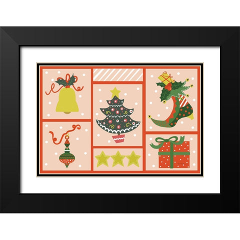 The Night Before Christmas I Bright Black Modern Wood Framed Art Print with Double Matting by Zaman, Farida