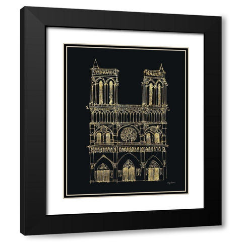Notre Dame Sketch Black Modern Wood Framed Art Print with Double Matting by Tillmon, Avery