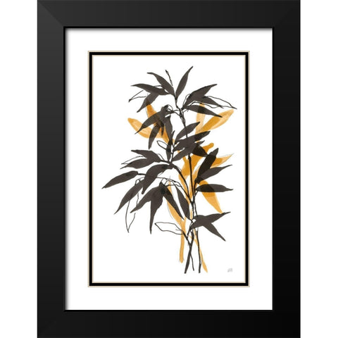 Amber Long Leaf II Black Modern Wood Framed Art Print with Double Matting by Paschke, Chris