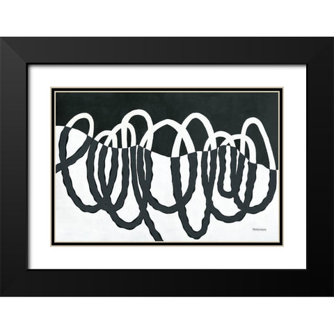 Loops III Dark Black Modern Wood Framed Art Print with Double Matting by Ferguson, Kathy