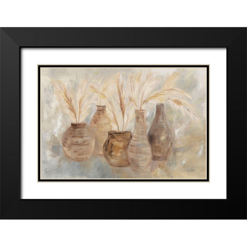 Grasses and Baskets Dark Black Modern Wood Framed Art Print with Double Matting by Vassileva, Silvia