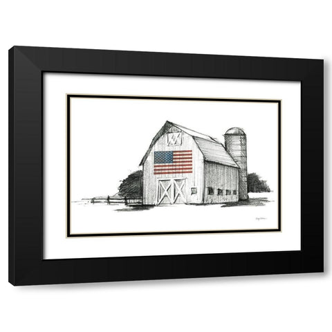Patriotic Barn Black Modern Wood Framed Art Print with Double Matting by Tillmon, Avery