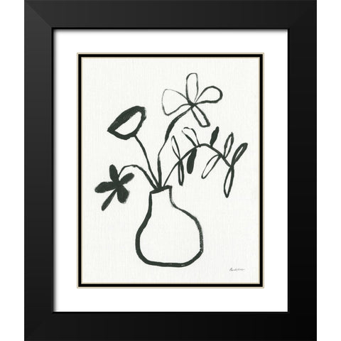 Floral Sketch I Black Modern Wood Framed Art Print with Double Matting by Munger, Pamela