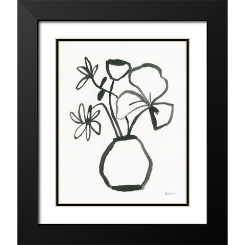 Floral Sketch II Black Modern Wood Framed Art Print with Double Matting by Munger, Pamela