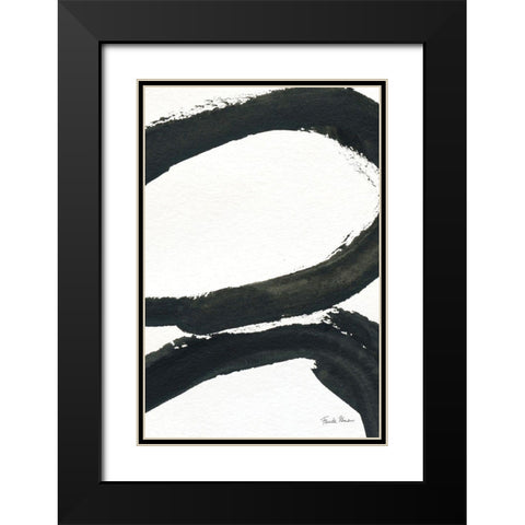 Inky I Black Modern Wood Framed Art Print with Double Matting by Zaman, Farida