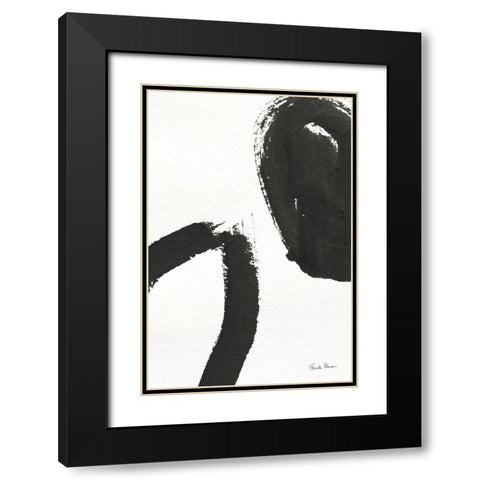 Inky II Black Modern Wood Framed Art Print with Double Matting by Zaman, Farida