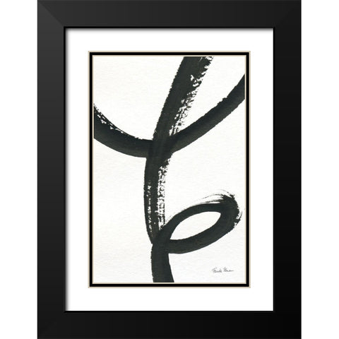 Inky III Black Modern Wood Framed Art Print with Double Matting by Zaman, Farida
