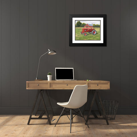 Vintage Tractor Black Modern Wood Framed Art Print with Double Matting by Wiens, James