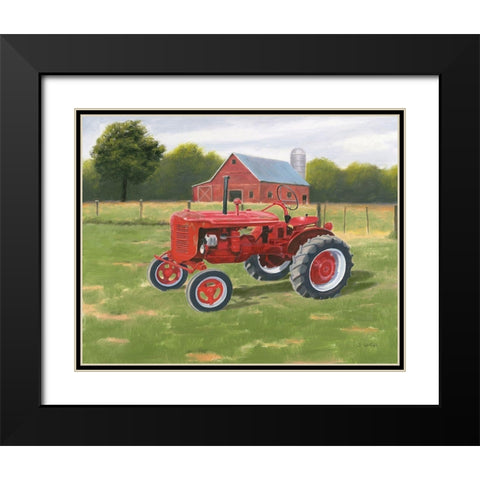 Vintage Tractor Black Modern Wood Framed Art Print with Double Matting by Wiens, James