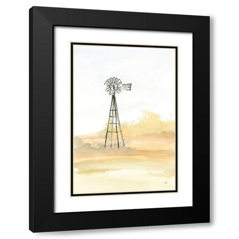 Windmill Landscape III Black Modern Wood Framed Art Print with Double Matting by Paschke, Chris