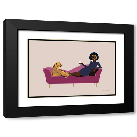 Wild Lounge I Pink Couch Black Modern Wood Framed Art Print with Double Matting by Escalante, Omar