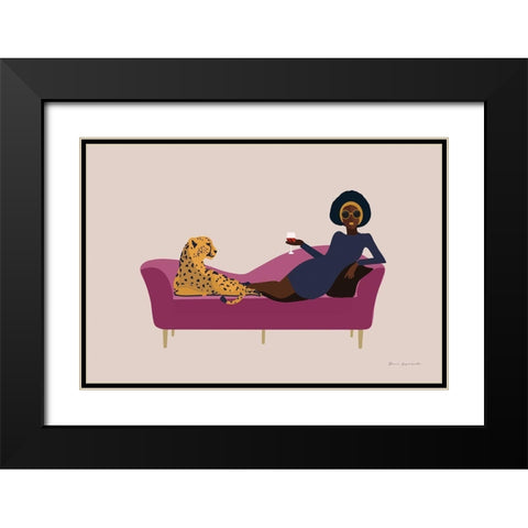 Wild Lounge I Pink Couch Black Modern Wood Framed Art Print with Double Matting by Escalante, Omar