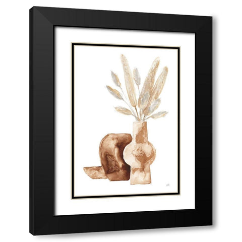 Earthy Vase Gray Bunny Tail Black Modern Wood Framed Art Print with Double Matting by Paschke, Chris