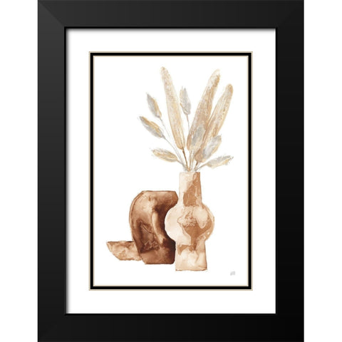 Earthy Vase Gray Bunny Tail Black Modern Wood Framed Art Print with Double Matting by Paschke, Chris