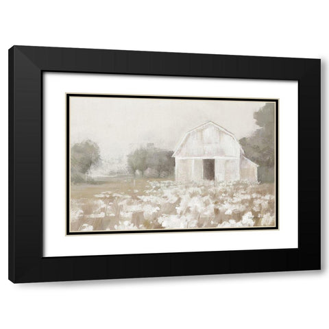 White Barn Meadow Neutral Crop Black Modern Wood Framed Art Print with Double Matting by Nai, Danhui