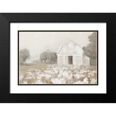 White Barn Meadow Neutral Crop Black Modern Wood Framed Art Print with Double Matting by Nai, Danhui