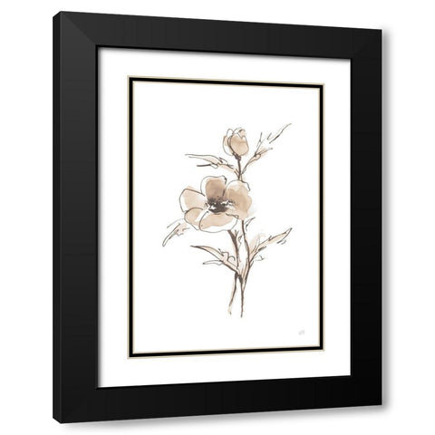 Wash Anemone I Neutral Black Modern Wood Framed Art Print with Double Matting by Paschke, Chris