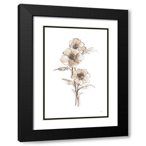 Wash Anemone II Neutral Black Modern Wood Framed Art Print with Double Matting by Paschke, Chris