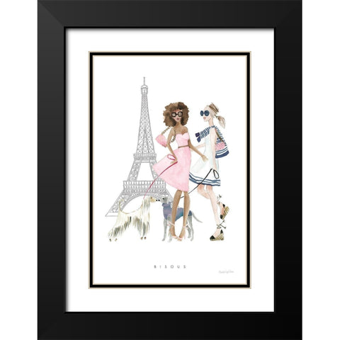 Paris Girlfriends I Pastel Black Modern Wood Framed Art Print with Double Matting by Charro, Mercedes Lopez