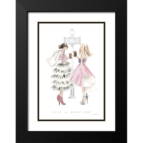 Paris Girlfriends II Pastel Black Modern Wood Framed Art Print with Double Matting by Charro, Mercedes Lopez
