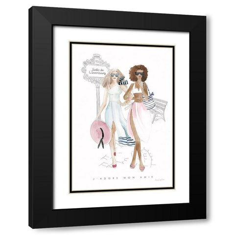 Paris Girlfriends IV Pastel Black Modern Wood Framed Art Print with Double Matting by Charro, Mercedes Lopez