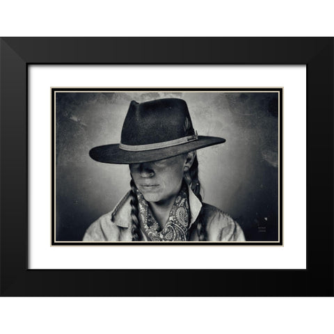 Home on the Range Cowgirl I Black Modern Wood Framed Art Print with Double Matting by Larson, Nathan