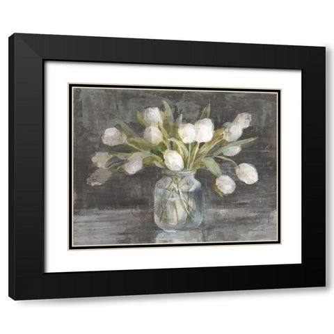 April Tulips Black Modern Wood Framed Art Print with Double Matting by Nai, Danhui