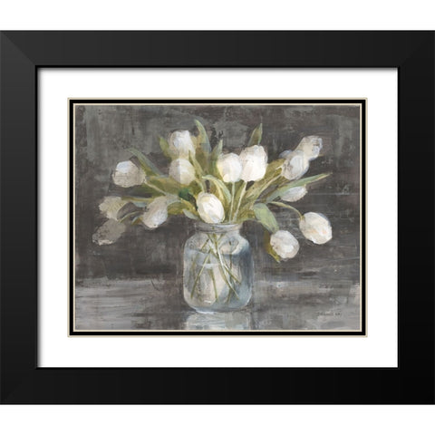 April Tulips Black Modern Wood Framed Art Print with Double Matting by Nai, Danhui