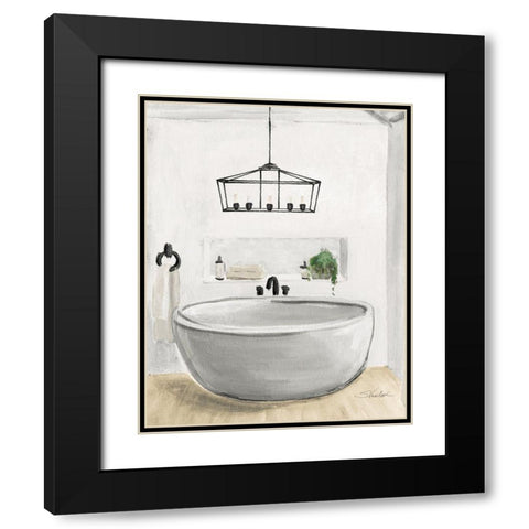 Attic Bathroom II Blonde Black Modern Wood Framed Art Print with Double Matting by Vassileva, Silvia