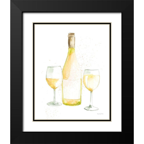 Pop the Cork II White Wine Black Modern Wood Framed Art Print with Double Matting by Charro, Mercedes Lopez