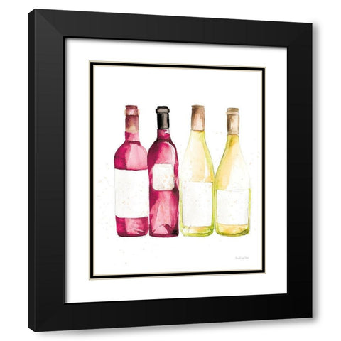 Pop the Cork III Red and White Wine Black Modern Wood Framed Art Print with Double Matting by Charro, Mercedes Lopez