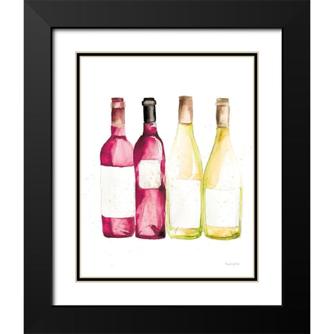 Pop the Cork III Red and White Wine Black Modern Wood Framed Art Print with Double Matting by Charro, Mercedes Lopez