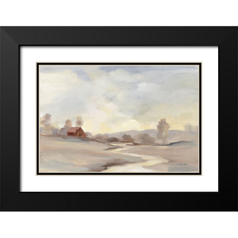 Monochromatic Farm View Black Modern Wood Framed Art Print with Double Matting by Vassileva, Silvia