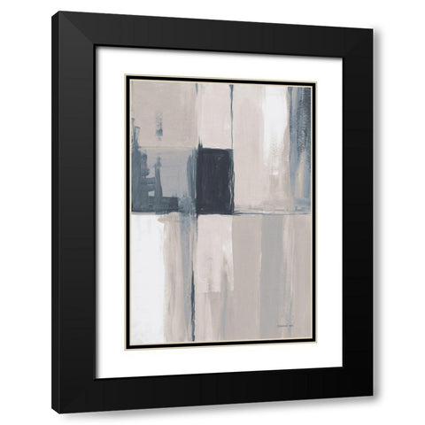 Overlay II Blue Black Modern Wood Framed Art Print with Double Matting by Nai, Danhui